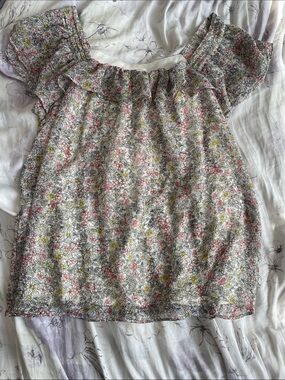 LC Lauren Conrad Pink & Yellow Floral Off-Shoulder Top